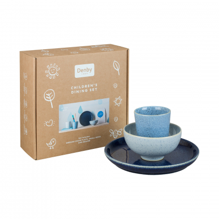 Набор посуды 3 предмета Голубая дымка (стакан, тарелка, салатник)