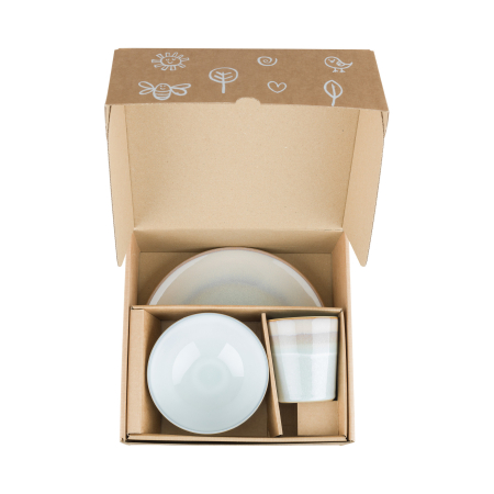 Набор посуды 3 предмета Кварц розовый (стакан, тарелка, салатник)