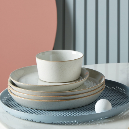 Тарелка 26см (набор 4шт) Импрессия кремовый