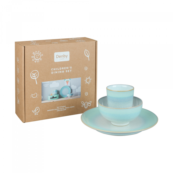 Набор посуды 3 предмета Кварц голубой(стакан, тарелка, салатник)