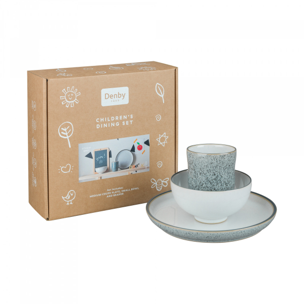 Набор посуды 3 предмета Белая дымка (стакан, тарелка, салатник)