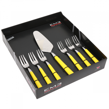 Набор вилок д/торта и лопаточки Брио Желтый, набор 7пр, подар.упаковка 