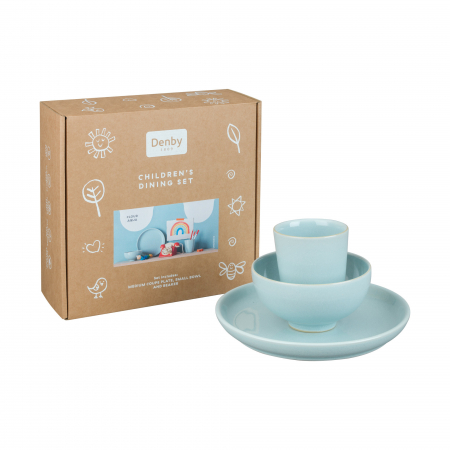 Набор посуды 3 предмета Облака Аква (стакан, тарелка, салатник)